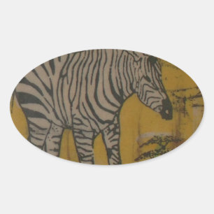 The Serengeti Spirit: Zebra Grazing in the Mara Oval Sticker