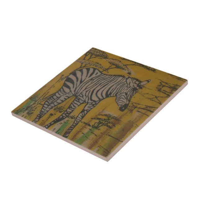 The Serengeti Spirit: Zebra Grazing in the Mara Tile (Side)