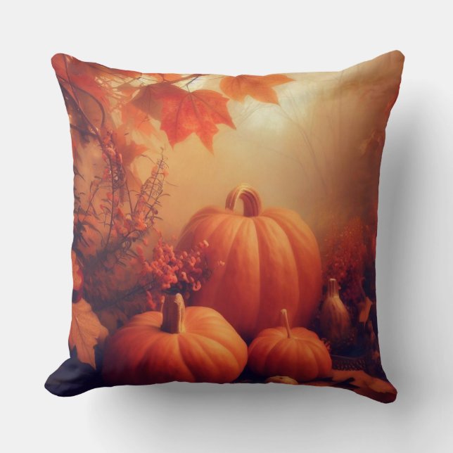 The Serenity of the Autumn Season Throw Pillow (Front)