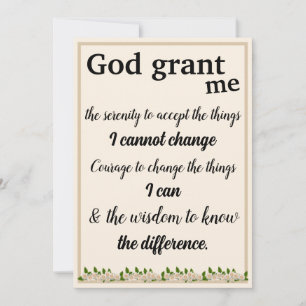 The Serenity Prayer Card