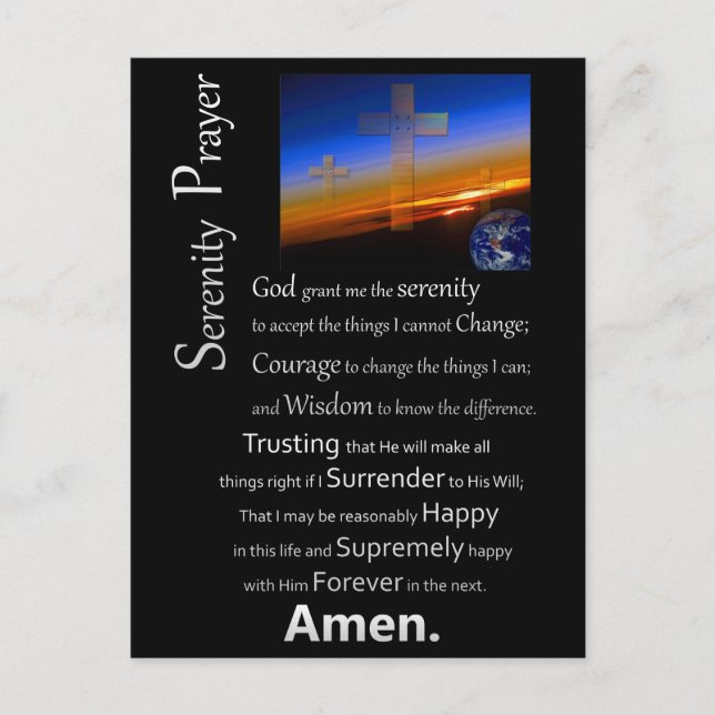 The Serenity Prayer In Space Postcard (Front)