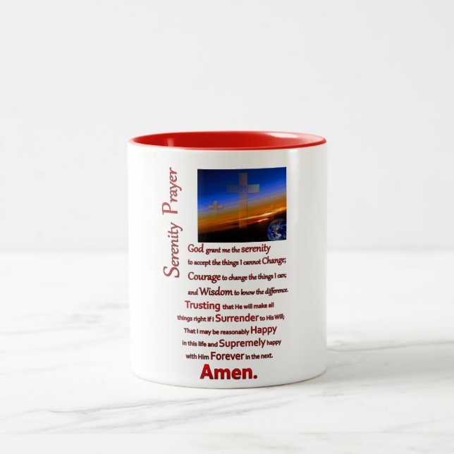 The Serenity Prayer In Space Red Two-Tone Coffee Mug (Center)