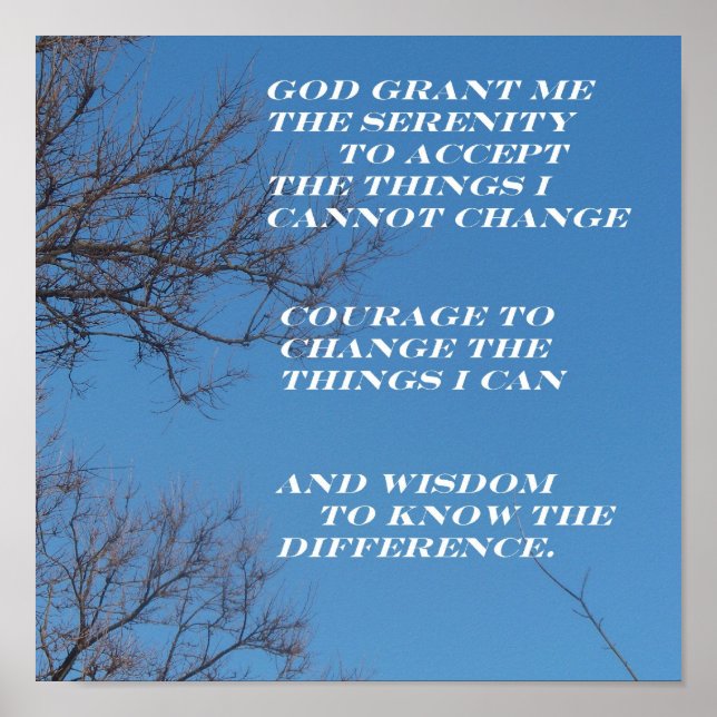 The Serenity Prayer Poster (Front)