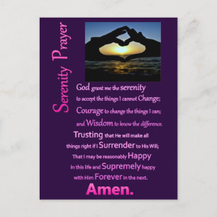 The Serenity Prayer Silhouette Hands Postcard