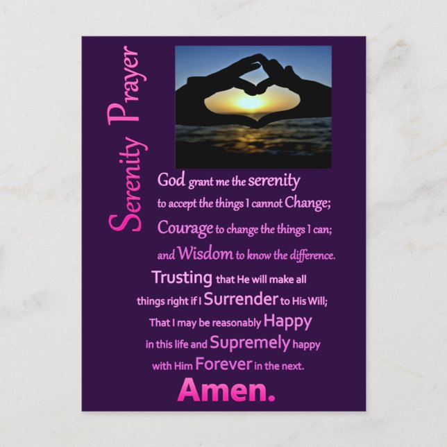 The Serenity Prayer Silhouette Hands Postcard (Front)