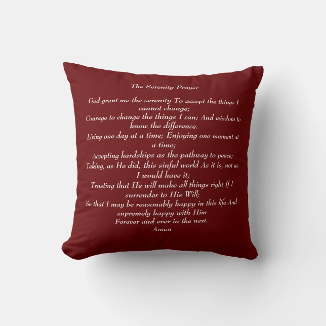The Serenity Prayer Throw Pillow red (Front)