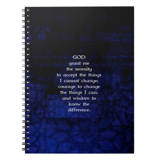 The Serenity Prayer With Blue Background Notebook (Front)