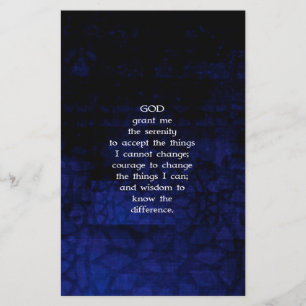 The Serenity Prayer With Blue Background Stationery