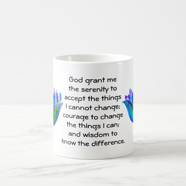 The Serenity Prayer with Colourful Lotus Blossom Coffee Mug (Center)