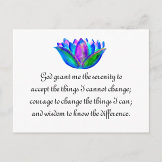 The Serenity Prayer with Colourful Lotus Blossom Postcard