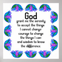 The Serenity Prayer with Colourful Lotus Blossom