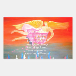 The Serenity Prayer with Folk Art Angel Painting Sticker