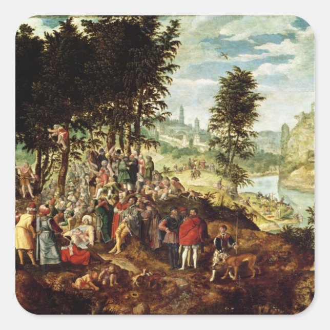 The Sermon of St. John the Baptist, c.1550 Square Sticker (Front)