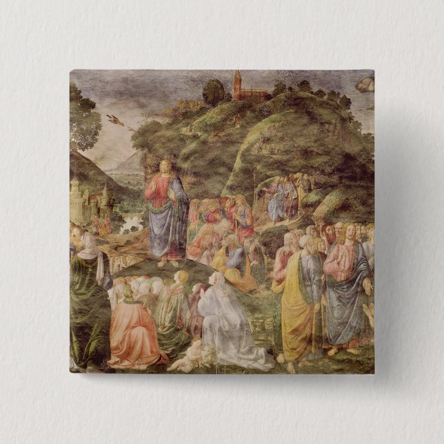 The Sermon on the Mount, from the Sistine 2 Inch Square Button (Front)