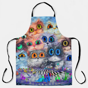 The set of cats' portraitsabstract background,acry apron