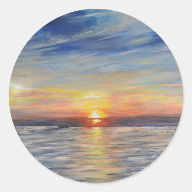 The Setting Sun Classic Round Sticker (Front)