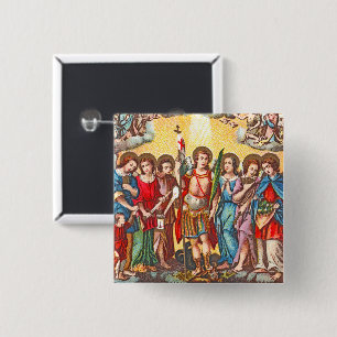 The Seven Archangels (CP 001; Chromolithograph) 2 Inch Square Button