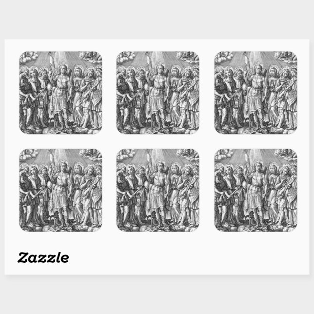 The Seven Archangels (M 034; Engraving) Square Sticker (Sheet)