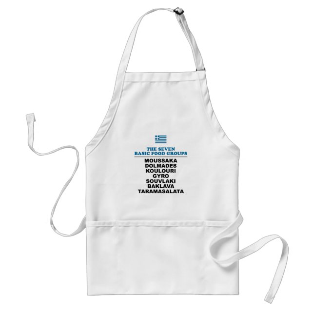 The Seven Basic Food Groups Funny Greek Apron (Front)