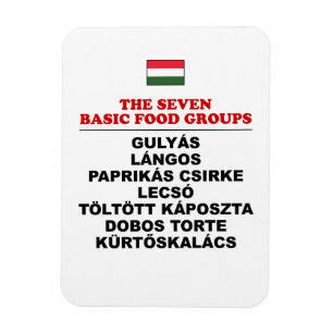 The Seven Basic Food Groups Funny Hungarian Magnet