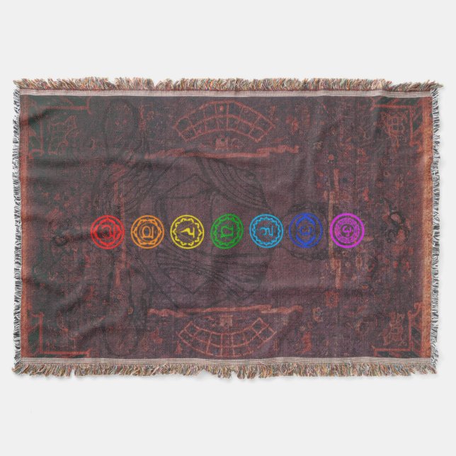 The Seven Chakras Throw Blanket (Front)