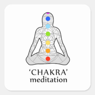 The seven chakras with their respective colours square sticker