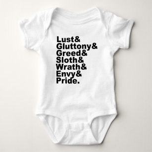 The Seven Deadly Sins As Made Popular By The Bible Baby Bodysuit