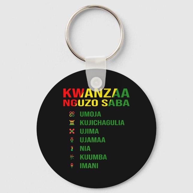 The Seven Principles Of Kwanzaa - Nguzo Saba  Keychain (Front)