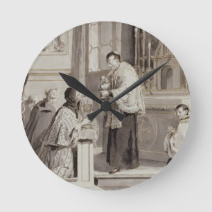 The Seven Sacraments: Communion, 1779 (pen, brown Round Clock