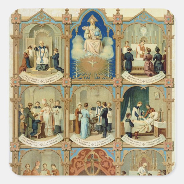 The Seven Sacraments Square Sticker (Front)