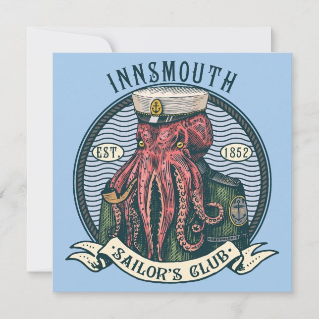 The Shadow over Innsmouth Lovecraft Cthulhu Sailor Invitation (Front)