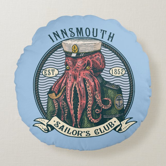 The Shadow over Innsmouth Lovecraft Cthulhu Sailor Round Pillow (Front)