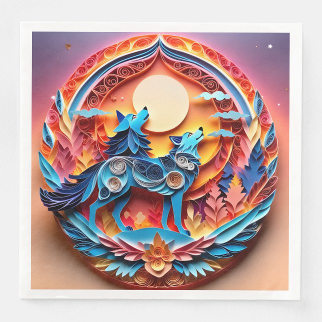 The shaman and her wolf are captured in this 3D mo Napkin (Front)