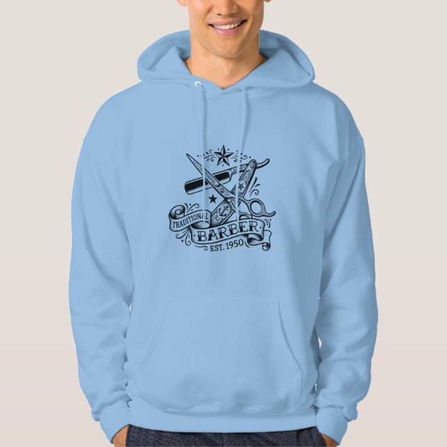 The Sharp Edge | Old-School Barber Flash Graphic T Hoodie (Front)