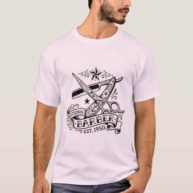 The Sharp Edge | Old-School Barber Flash Graphic T T-Shirt (Front)