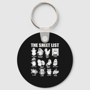 The Sheet List Funny Ghost Puns Halloween Costumes Keychain