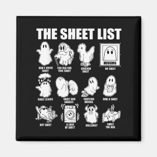 The Sheet List Funny Ghost Puns Halloween Costumes Magnet