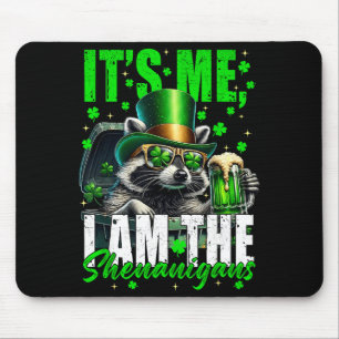 The shenanigans, funny raccoon st patrick's day mouse pad