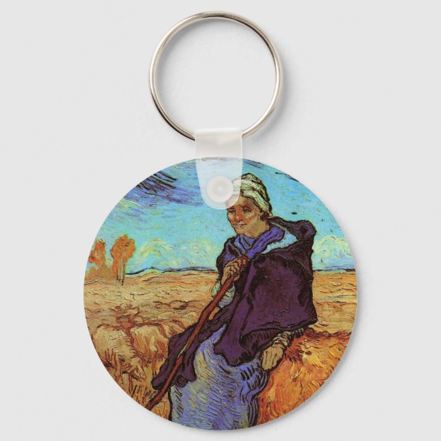The Shepherdess (after Millet) by Vincent van Gogh Keychain (Front)