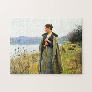 The Shepherdess Art by Daniel Ridgway Knight  Jigsaw Puzzle