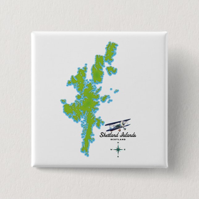 The Shetland Islands map 2 Inch Square Button (Front)