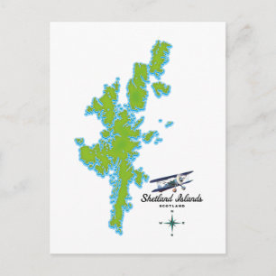The Shetland Islands map Postcard