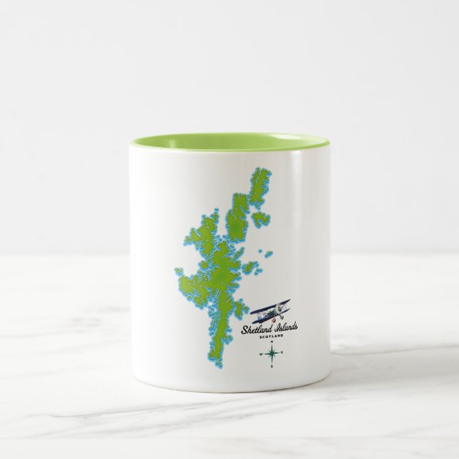 The Shetland Islands map Two-Tone Coffee Mug (Center)