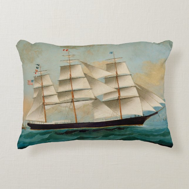 The Ship Fleetwing, Hong Kong Bay Accent Pillow (Front)