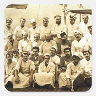 The ship's cooks aboard the R.M.S. Teutonic (b/w p Square Sticker
