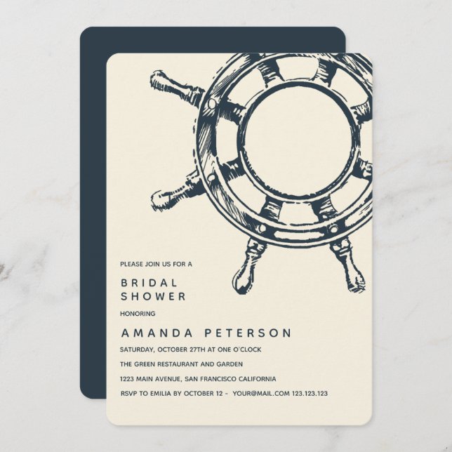 The Ship's Wheel | Wedding Bridal Shower Invitation (Front/Back)