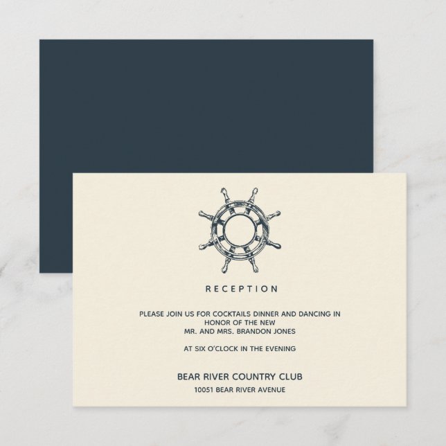 The  Ship's wheel | Wedding Reception Enclosure Invitation (Front/Back)