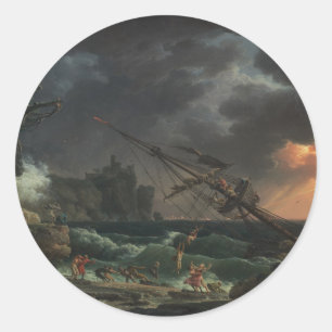 The Shipwreck by Claude-Joseph Vernet Classic Round Sticker