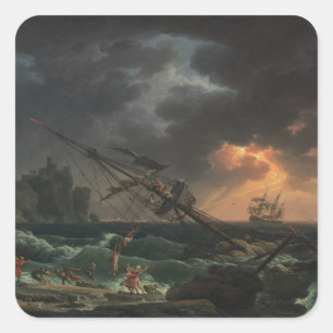 The Shipwreck by Claude-Joseph Vernet Square Sticker