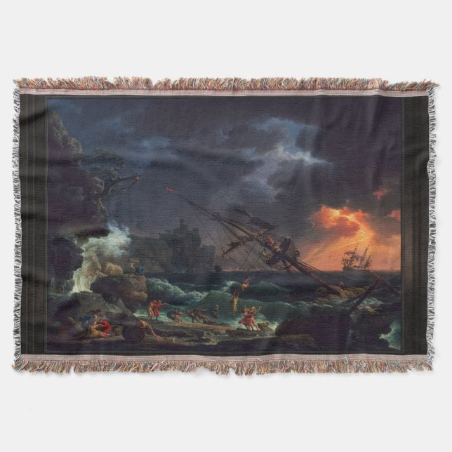 The Shipwreck by Claude Joseph Vernet Throw Blanket (Front)